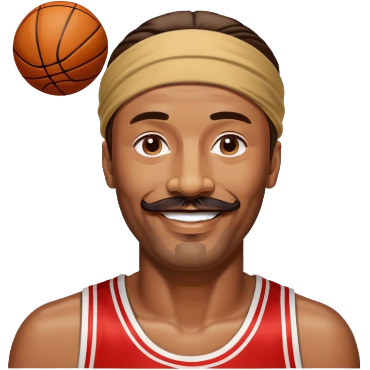 Wilt Chamberlain basketball legend, tall, mustache, headband, smiling emoji