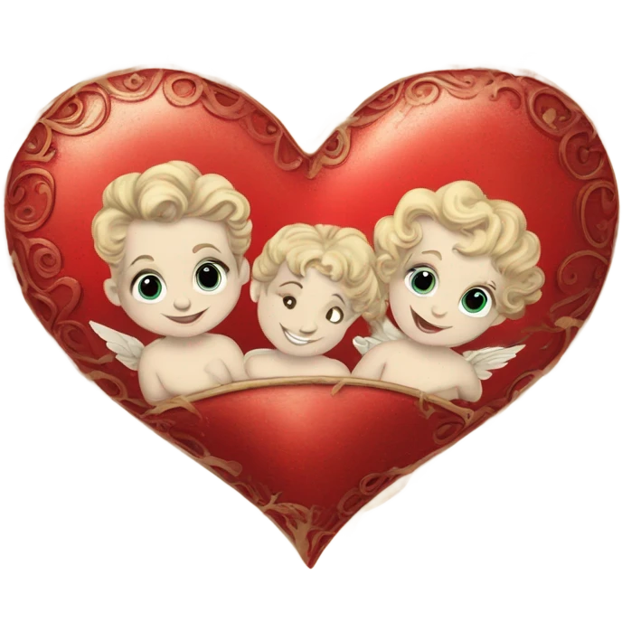 vintage valentine’s day card red emoji