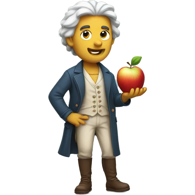 newton holding an apple emoji