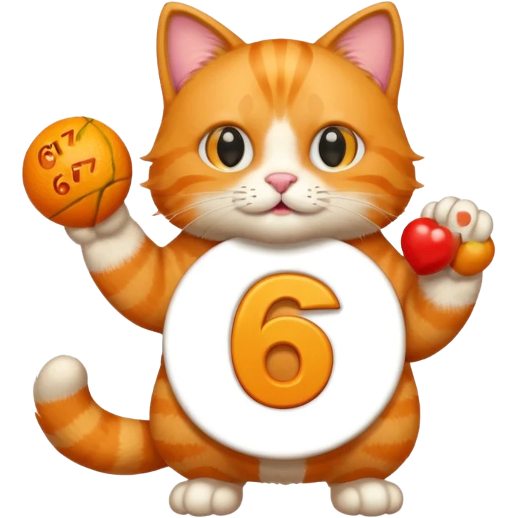 The number 67 and a cat holding the number emoji