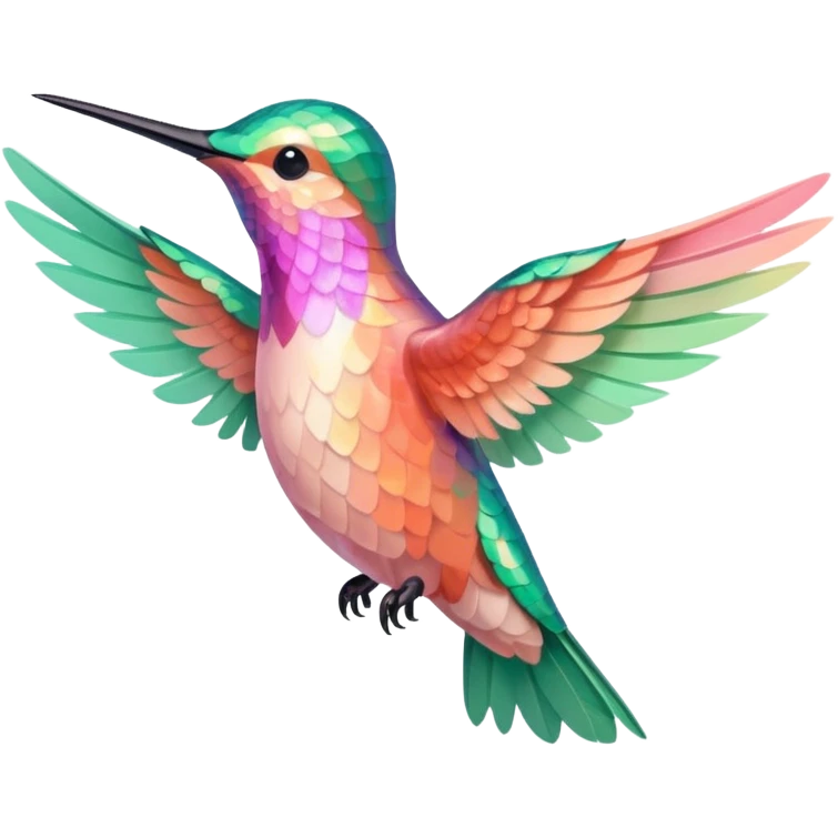 peach pink and mint humming bird, warm colours  emoji