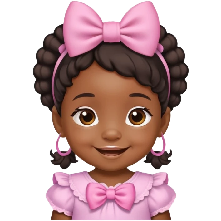Black baby girl with a bow in hair emoji