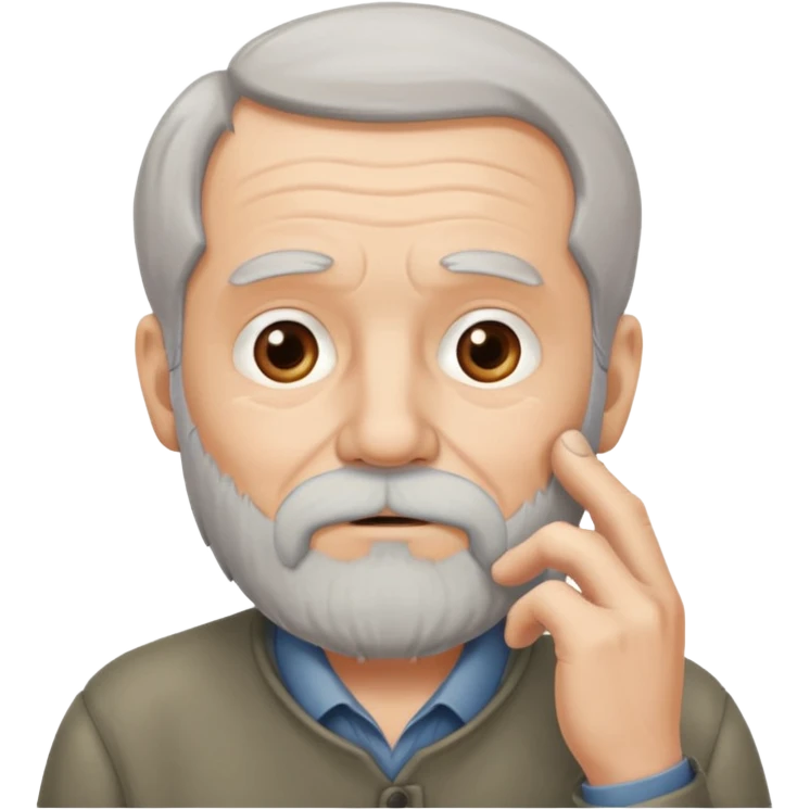 Old man touching his beard while thinking emoji