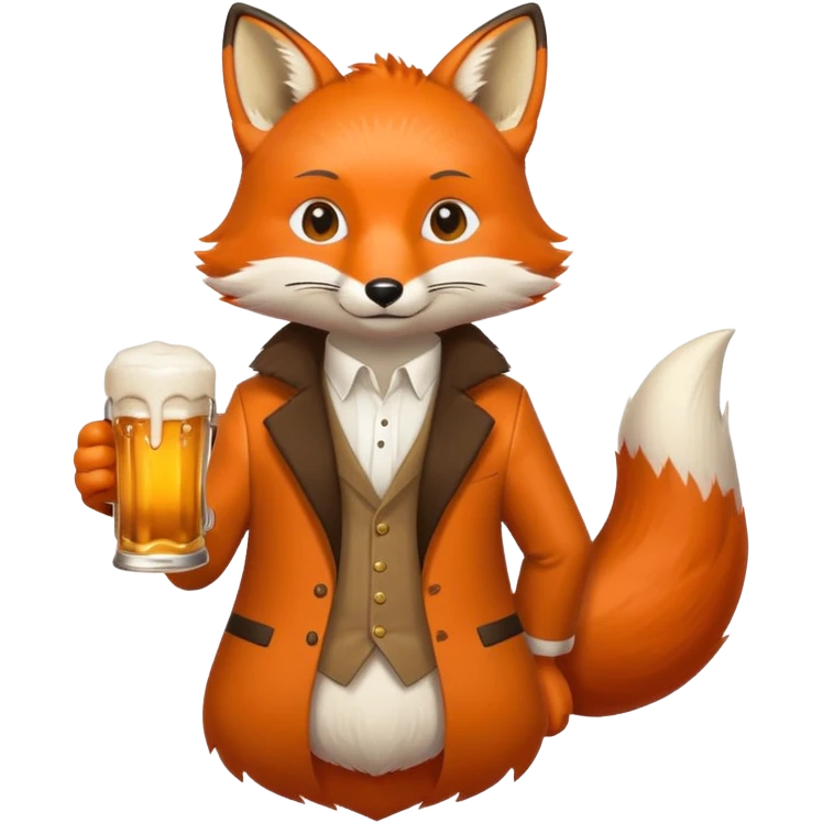 Un renard style manga qui tien une bierre marqué pmusama emoji