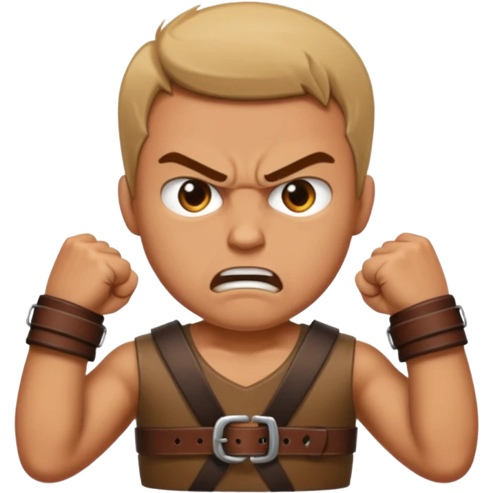 A man angry slanging a belt to someone’s behind emoji