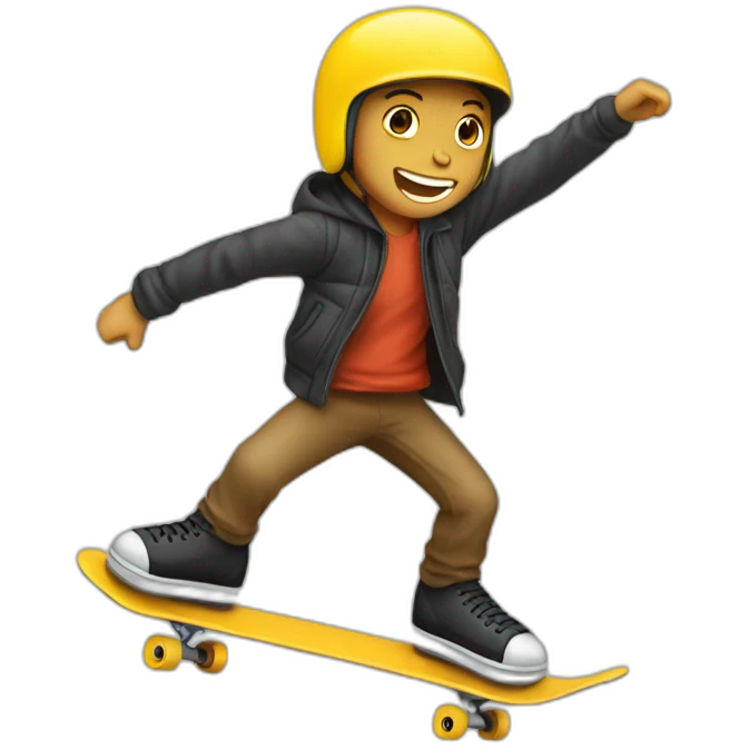 Skater riding a magnet emoji