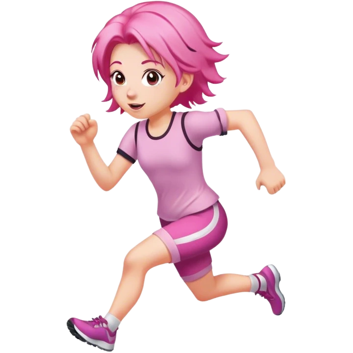 Girl with pink hair running emoji