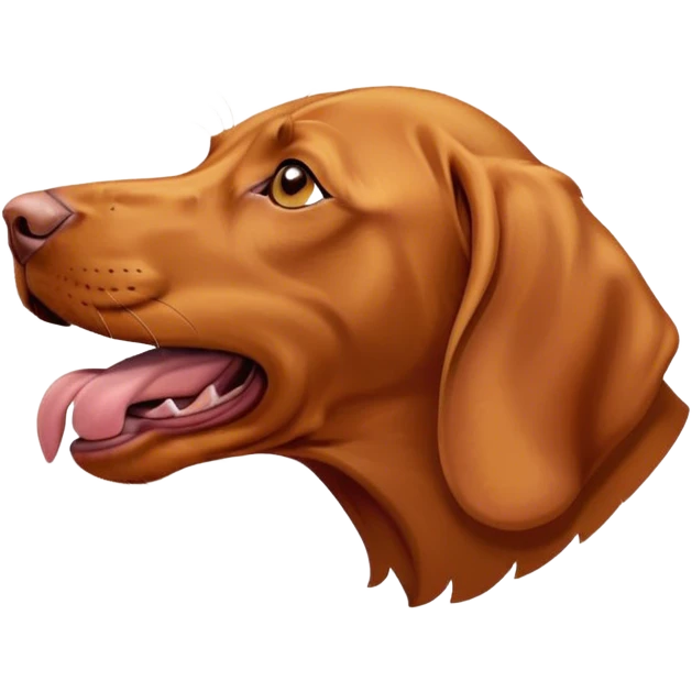 Cinematic Cute Yawning Vizsla Portrait Emoji, Head tilted slightly with a dramatic, wide-open yawn, showcasing a smooth rust and gold Fur with a subtle shimmer, floppy ears slightly drooping, round amber eyes barely open in drowsy contentment, Simplified yet irresistibly adorable features, highly detailed, glowing with a soft, cozy glow, high shine, relaxed yet expressive, stylized with a touch of whimsy, bright and endearing, soft glowing outline, capturing the essence of a sleepy yet affectionate companion, so drowsy it feels like it could stretch out of the screen and curl up for a nap! emoji