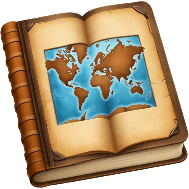 thick map book with tabbed edges. emoji