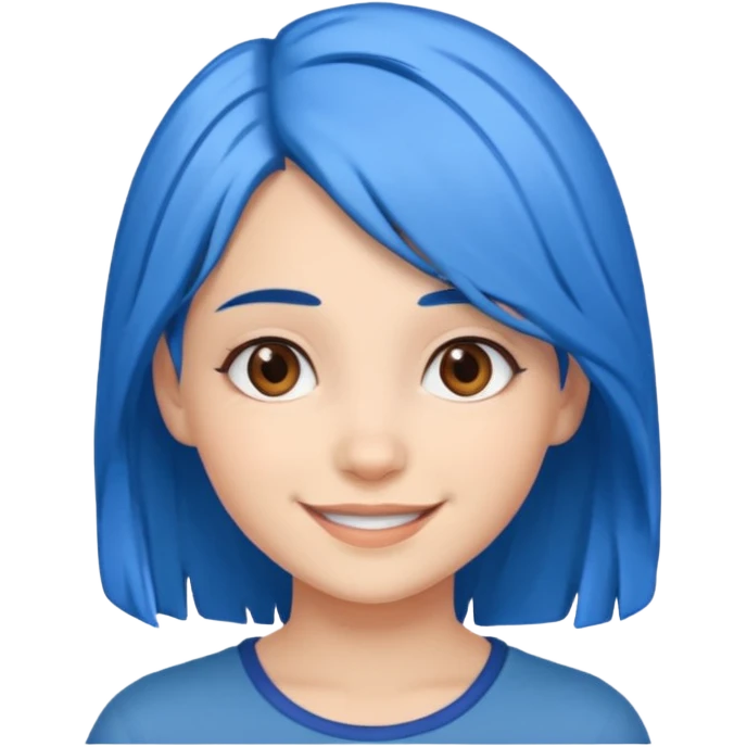 blue hair girl with brown eyes  emoji