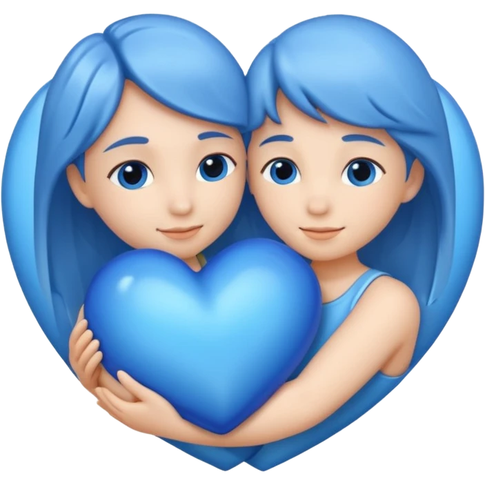 blue heart being embraced emoji