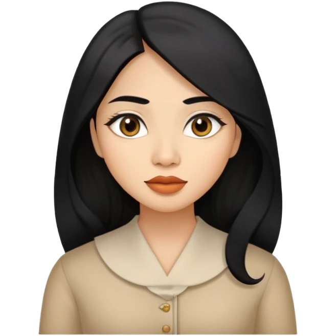 indonesian woman with medium skin, long black hair, almond eyes, medium nose, and full lips emoji