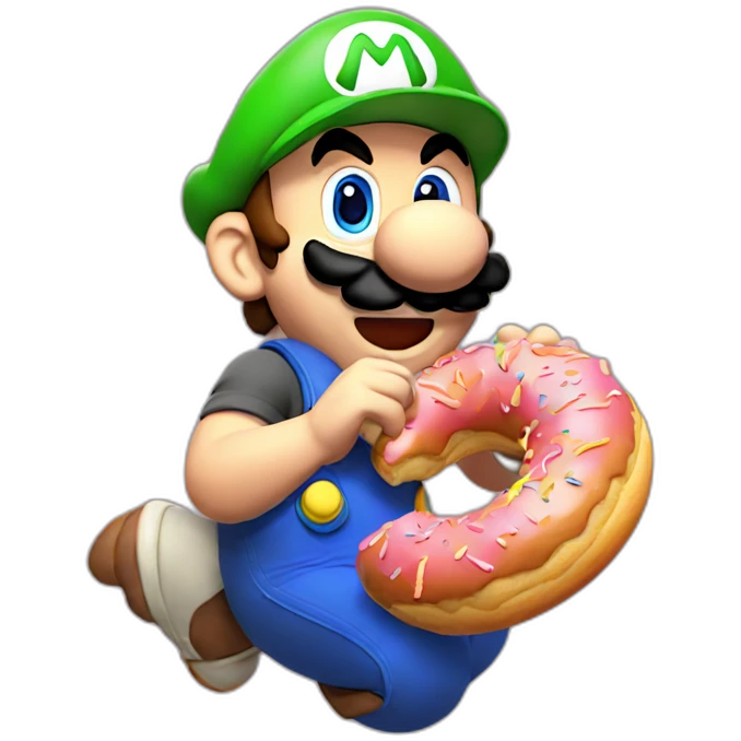 Mario eating a donut emoji