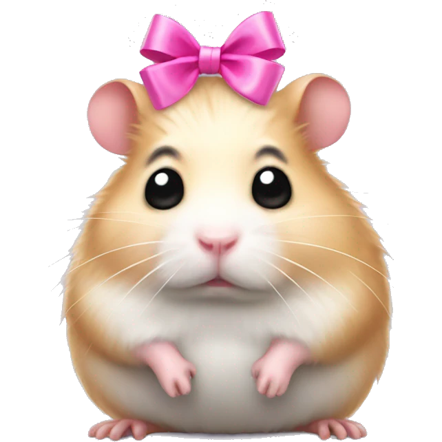 Depressed hamster with one tear and a pink bow on head  emoji