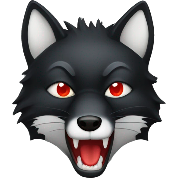 angry black fox with lots red lines and white mouth and bright red eyes emoji