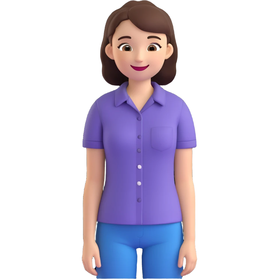 a girl with short-sleeved shirt, smiling emoji