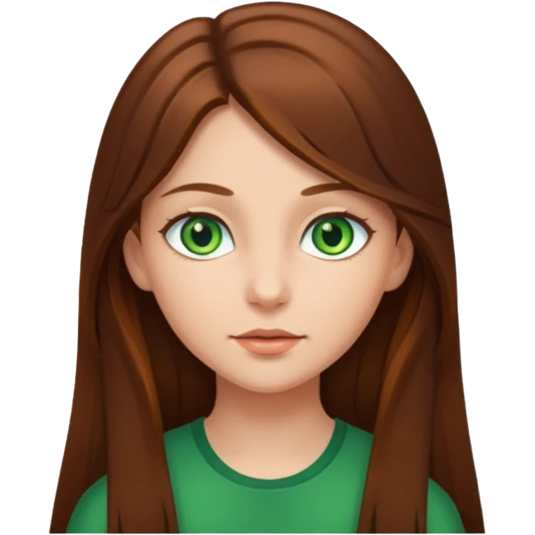 Chica pelo castaño largo ojos verdes emoji