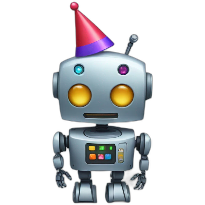 robot with partyhat emoji