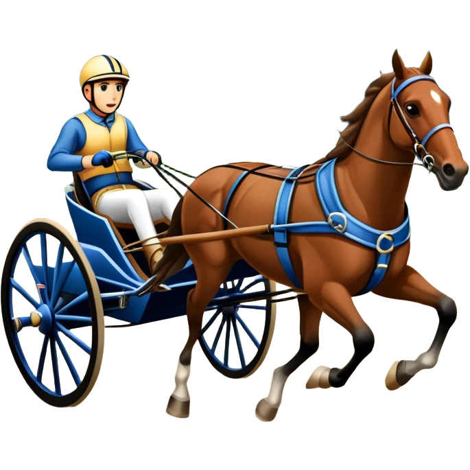 Harness racing with sulky behind horse emoji