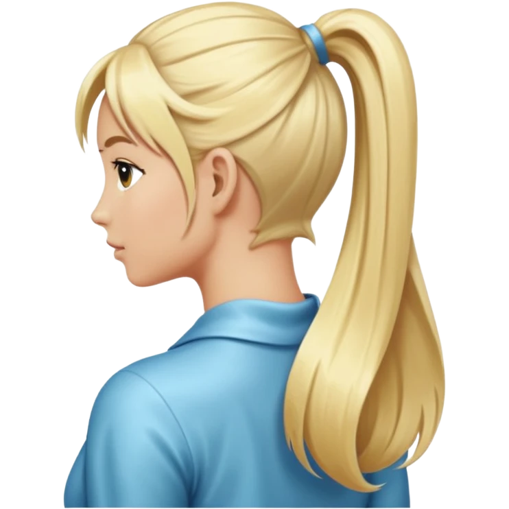 back view of a high blonde ponytail emoji