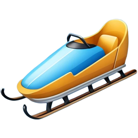 An icon showing a small sled down an icy track. The scene includes dynamic motion lines, icy curves, and a snowy mountain backdrop under a crisp blue sky. Transparent background emphasizes the speed and intensity of the sport. emoji