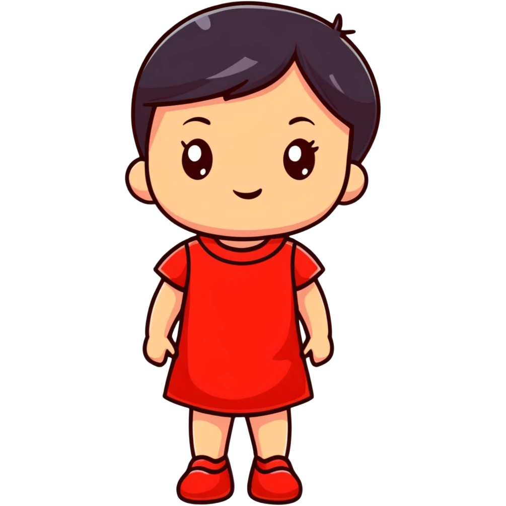 adorable child in a bright red dress emoji