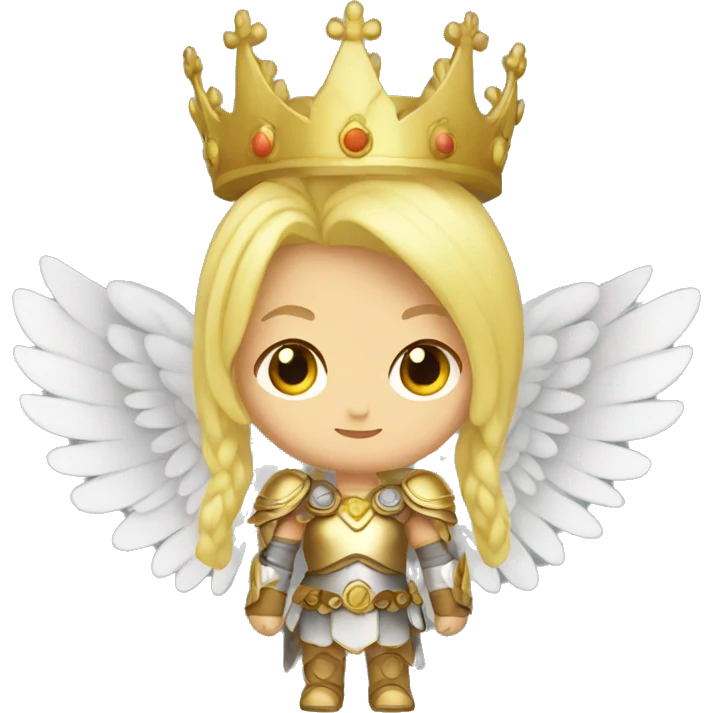 Blond Valkyrie full body with crown with wings emoji