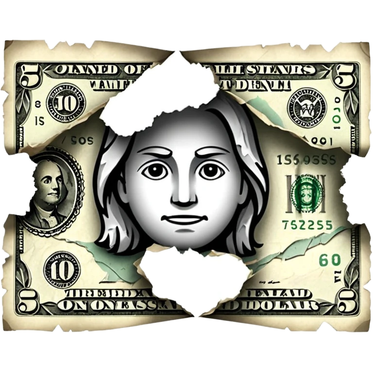 Ripped in half dollar bill emoji