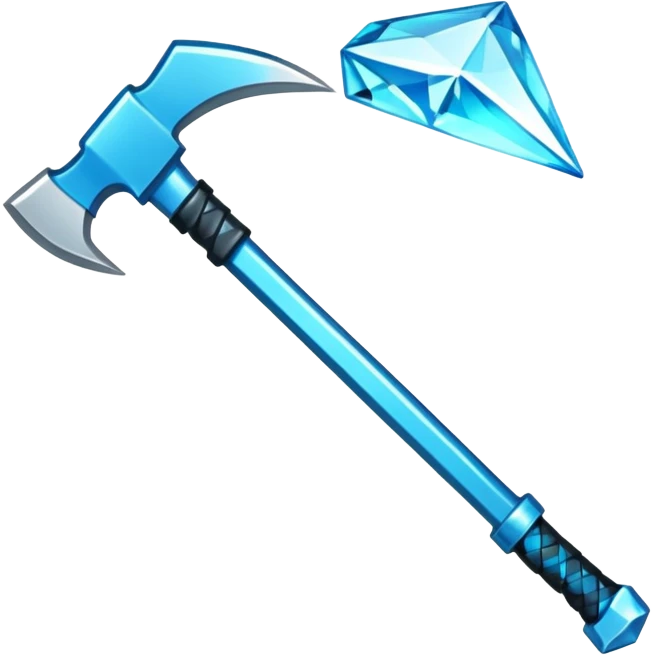 Minecraft diamond pickaxe emoji style with transparent background emoji