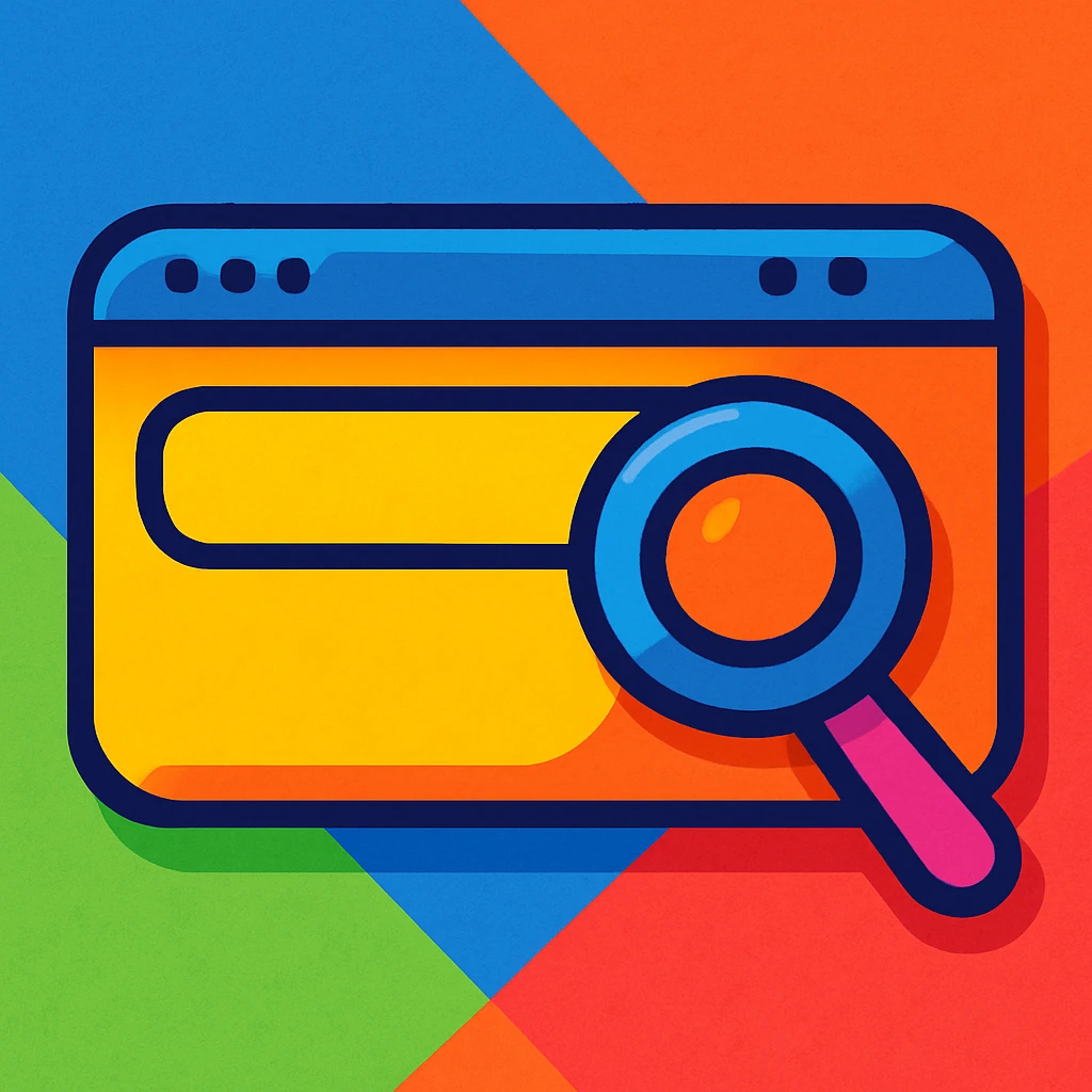 playful colorful cartoon style web search icon, no text emoji