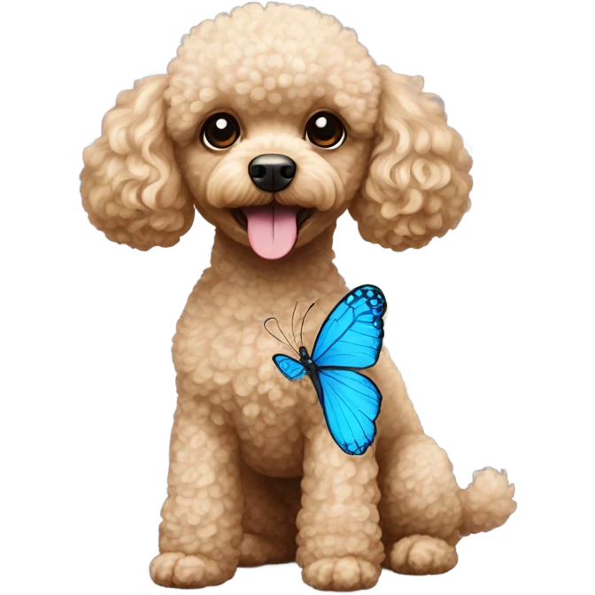 Toy poodle with blue butterfly  emoji
