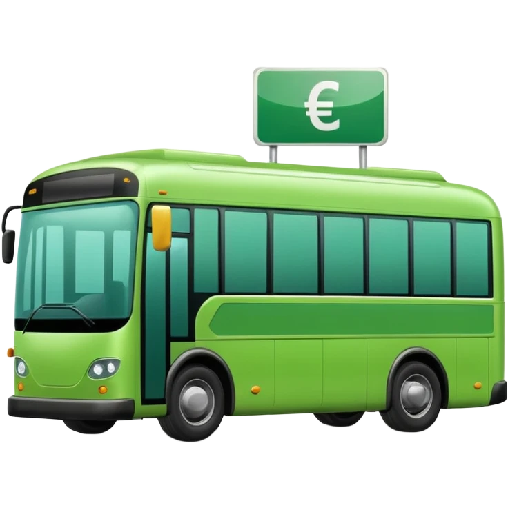 green electric bus with a big euro bill, no text on the bus emoji
