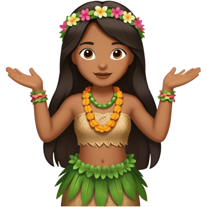 Hula birthday long dark hair emoji