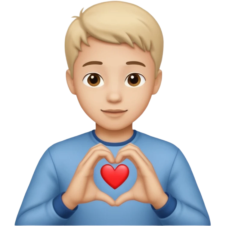 Un garçon beau qui fait un cœur emoji