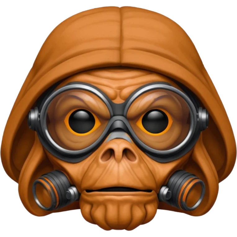 Plo Koon, Star Wars character, orange face, black mask, large goggles, emoji style emoji