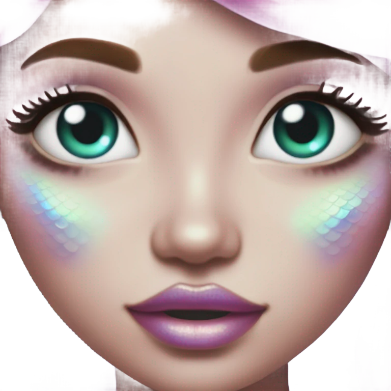 mermaid, model, magical, pink lips, iridescent, mystical, shiny, holographic, highlights, scales  emoji