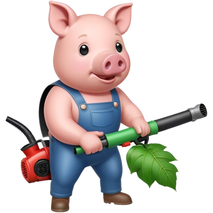 Pig with leaf blower emoji
