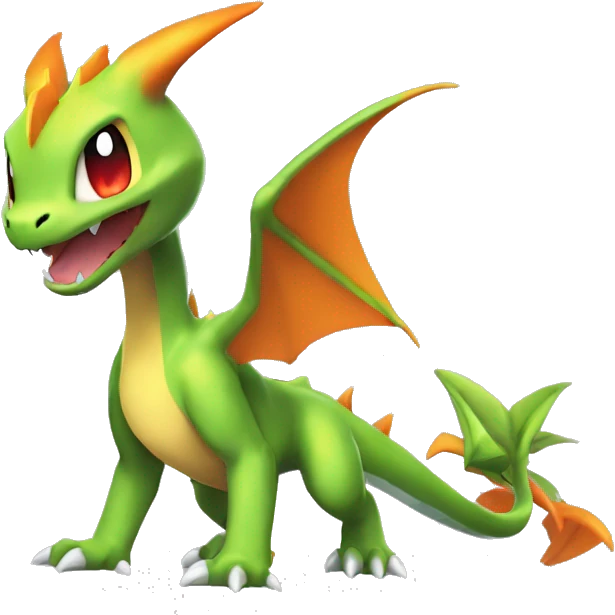 Cool Edgy Chibi Legendary Shiny Fakemon-Pokémon-Flygon-Charizard With Full Body Detailed High Quality emoji