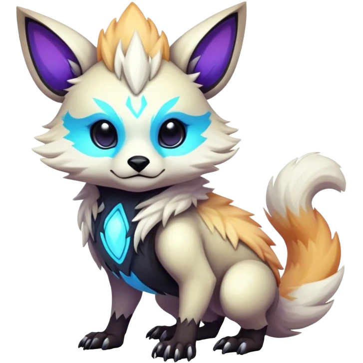 Epic Edgy Cute Colorful Vibrant Light Pale Modern Vernid-Protogen-creature-animal, full body emoji