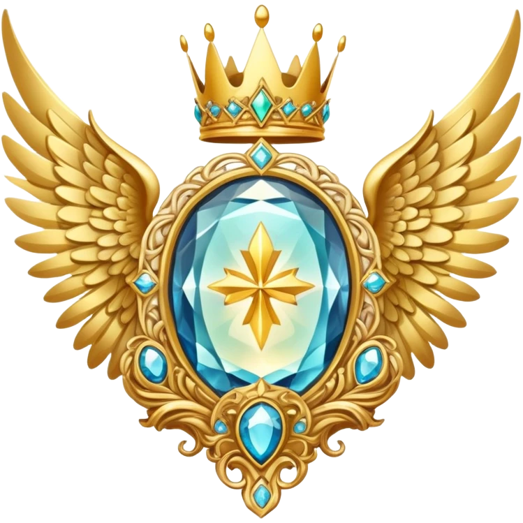 Big magic galactic gemstone award-in-frame-decorated-with-big-golden-angel--wings and crown emoji