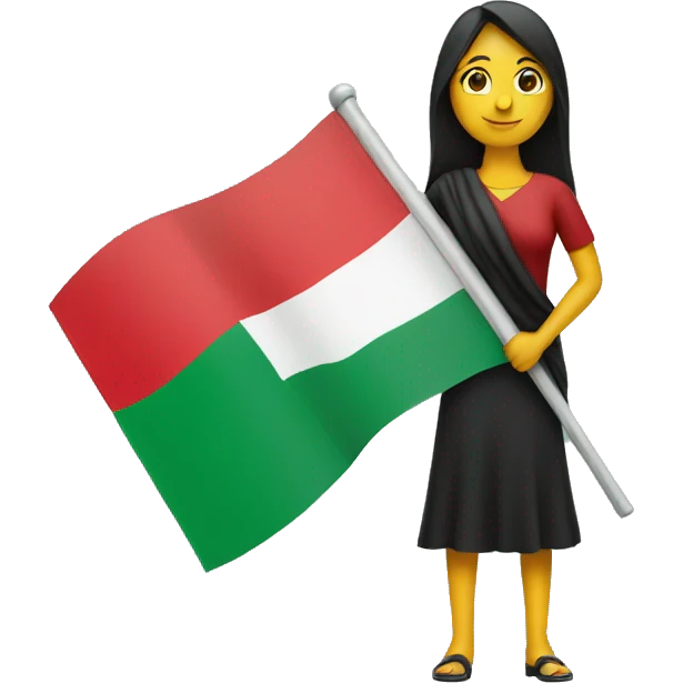 A standing woman holding palestijn flag emoji