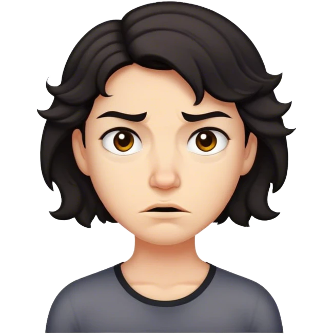 Dark short hair, wavy, dimples,pissed off! emoji