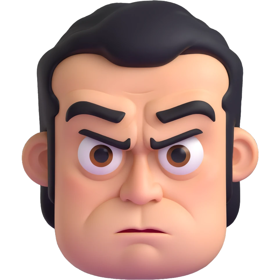 Grumpy bitter person scowling with furrowed brows emoji