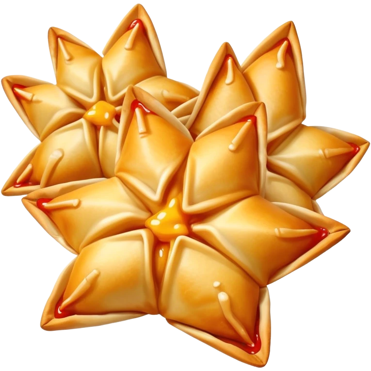 Crab Rangoons with a dipping sauce emoji
