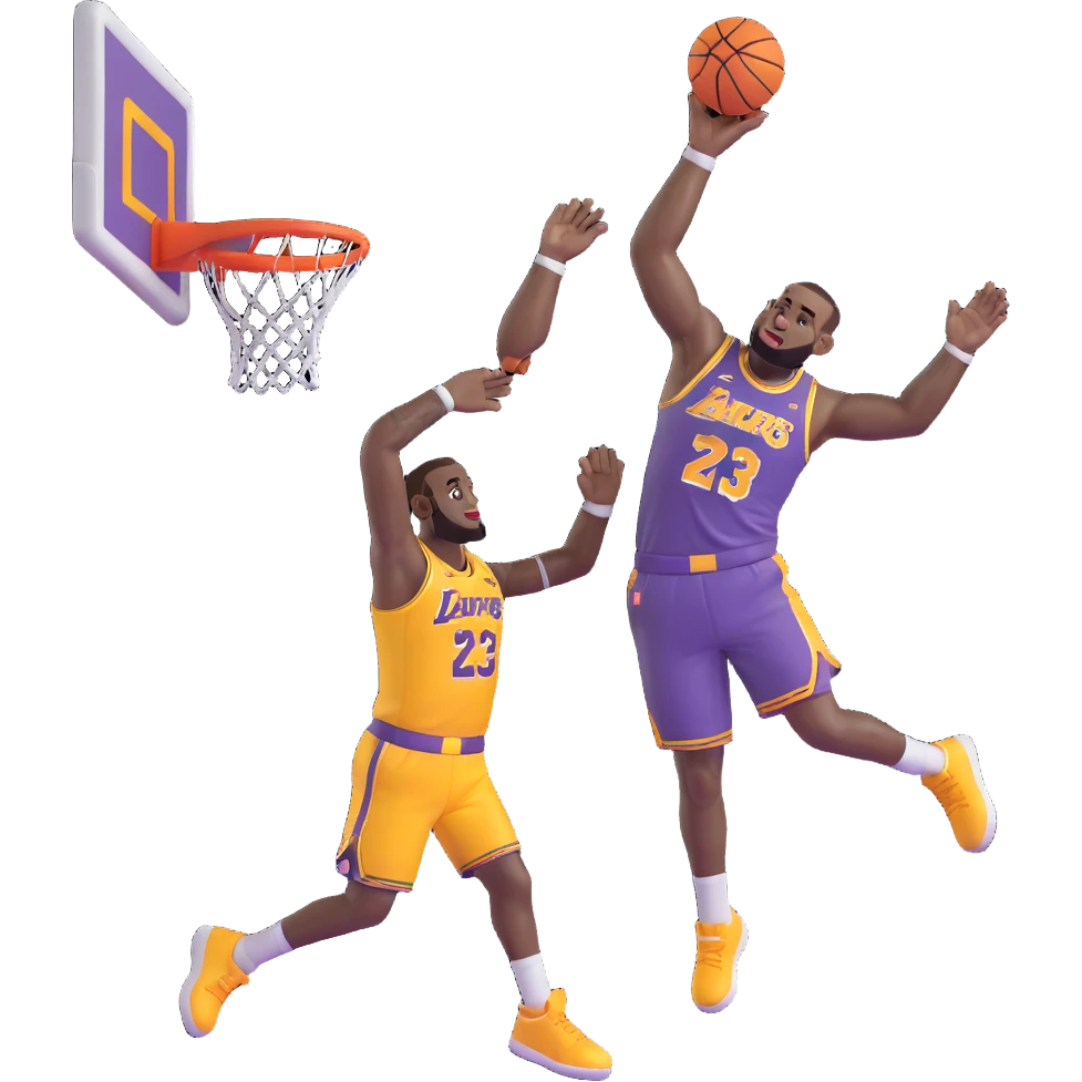LeBron James emoji, dunking pose, basketball in hand emoji