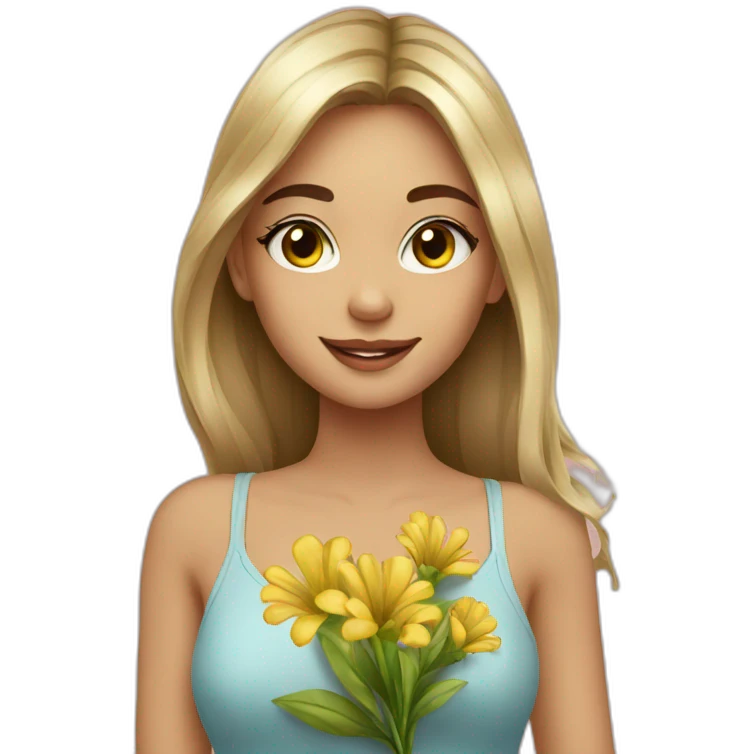 Beautiful girl with flower emoji