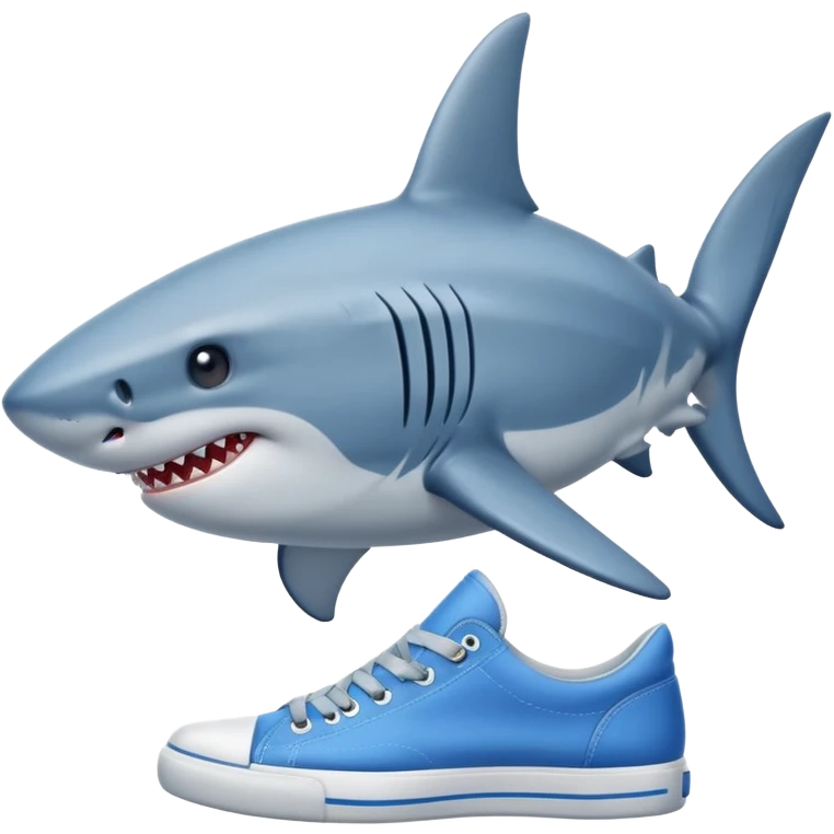 A shark wearing blue shoes emoji