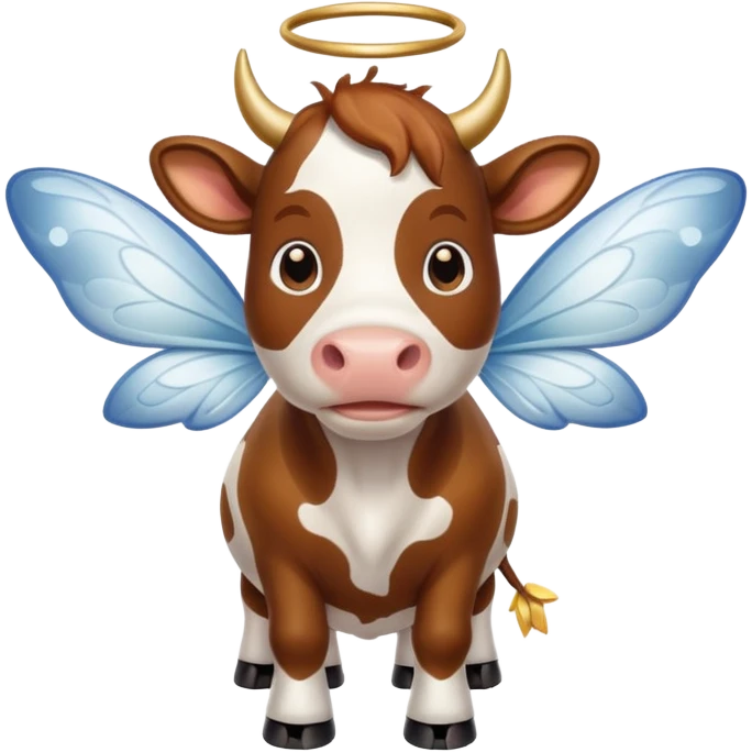 a cow with fairy wings and diddy emoji