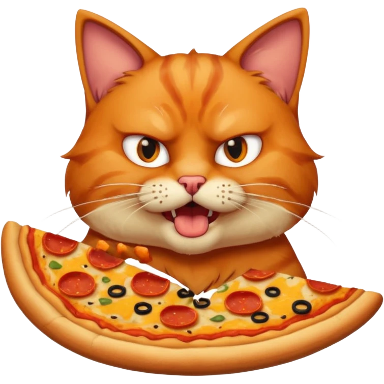 angry cat, bust up, eating a slice of pizza emoji
