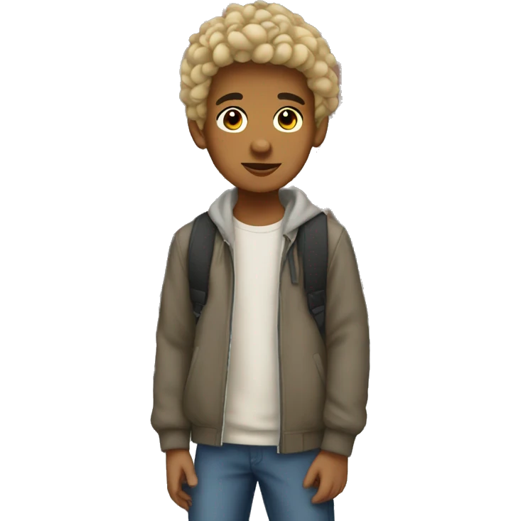 Teenage biracial boy on a street  emoji